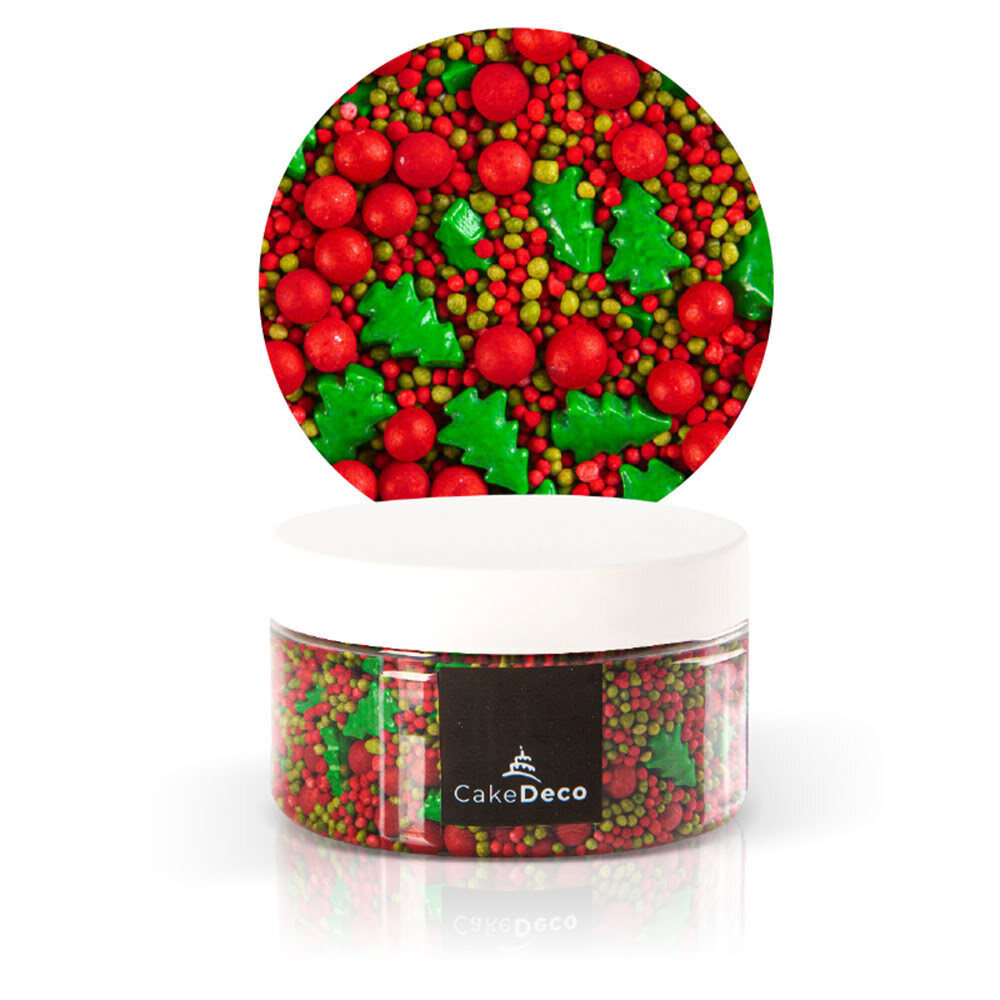 X24 POTS 110G CHRISTMAS TREE MIX CAKE DECO SUGAR 39241