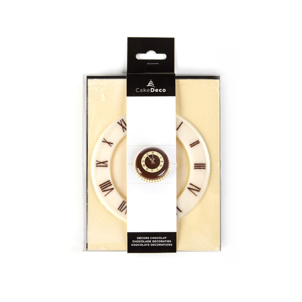 X6ST BLISTER 1 PIECE HORLOGE D.11CM CAKE DECO CHOCOLAT 39703