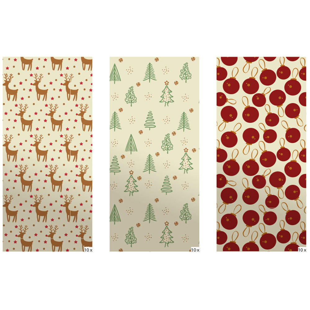 X30PC ASS. TRANSFERT CHRISTMAS L.30 X 40CM PLASTIC 46142