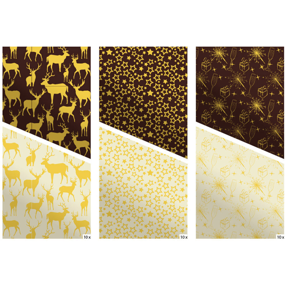 X30PC ASSORTIMENT TRANSFERT FIN D'ANNEE OR L30X40CM PL.46181