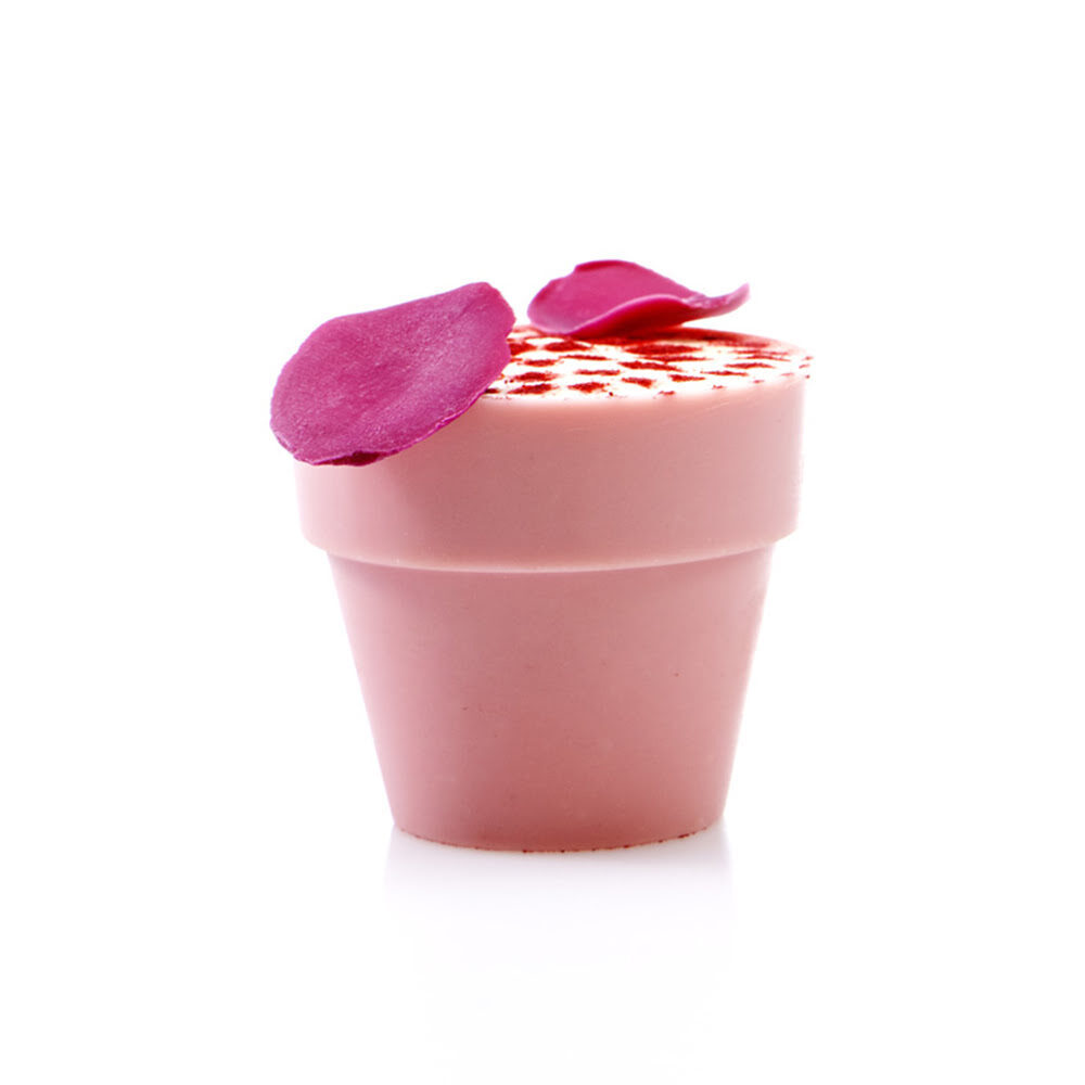 X150PC FLOWERLEAVES ROSE L3X4,5CM PINK CHOCOLATE 48174