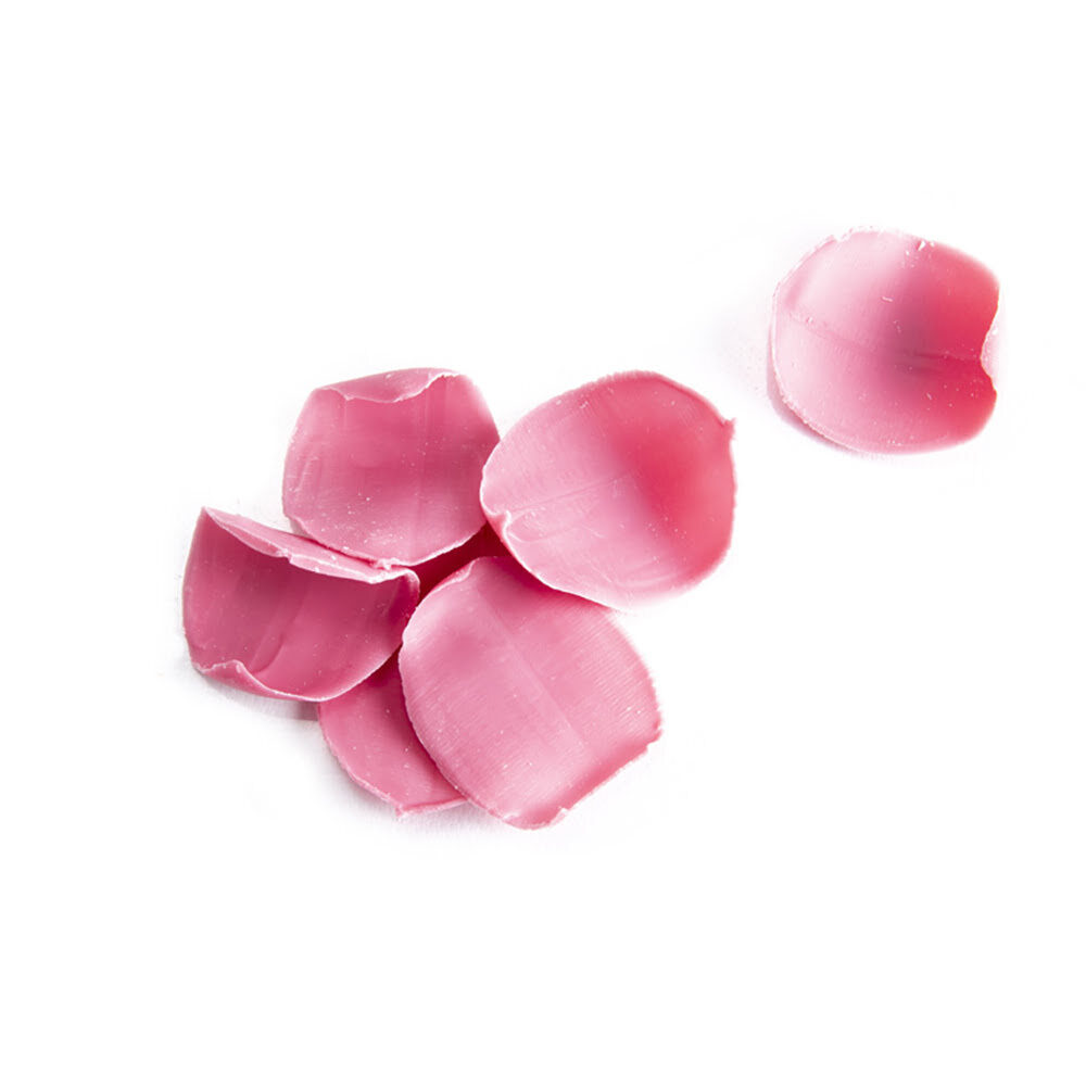 X150PC FLOWERLEAVES ROSE L3X4,5CM PINK CHOCOLATE 48174