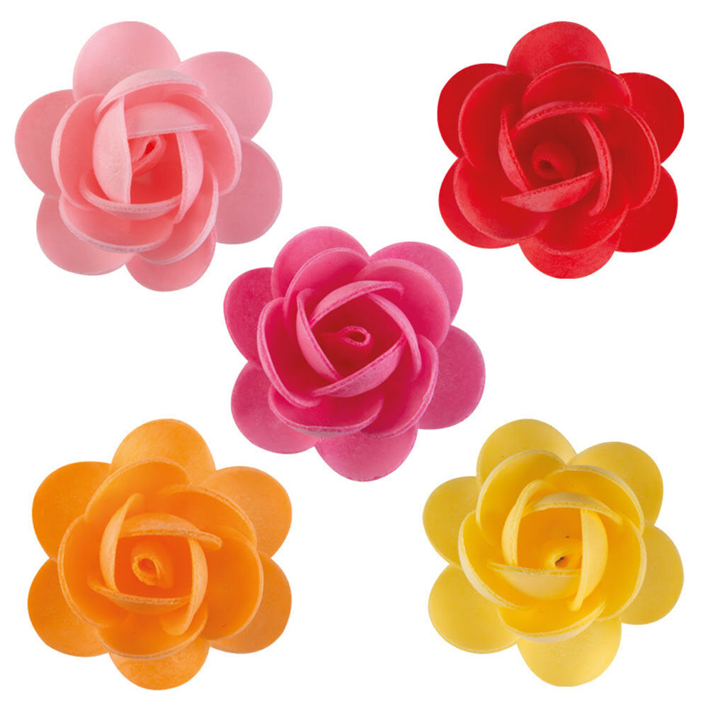 X100PC ASSORTMENT ROSES ANDREA D.5CM WAFER 49008