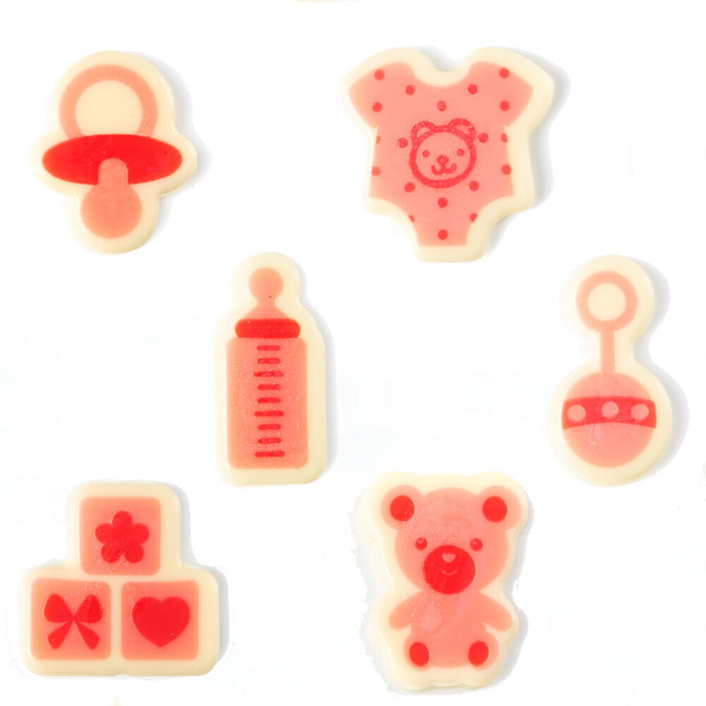 X72 ASSORTMENT BIRTH BABY GIRL PINK D.4CM CHOCOLATE 51534