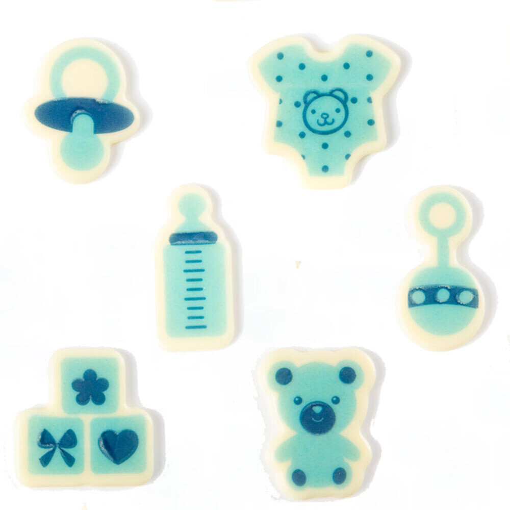 X72 ASSORTMENT BIRTH BABY BOY BLUE D.4CM CHOCOLATE 51535