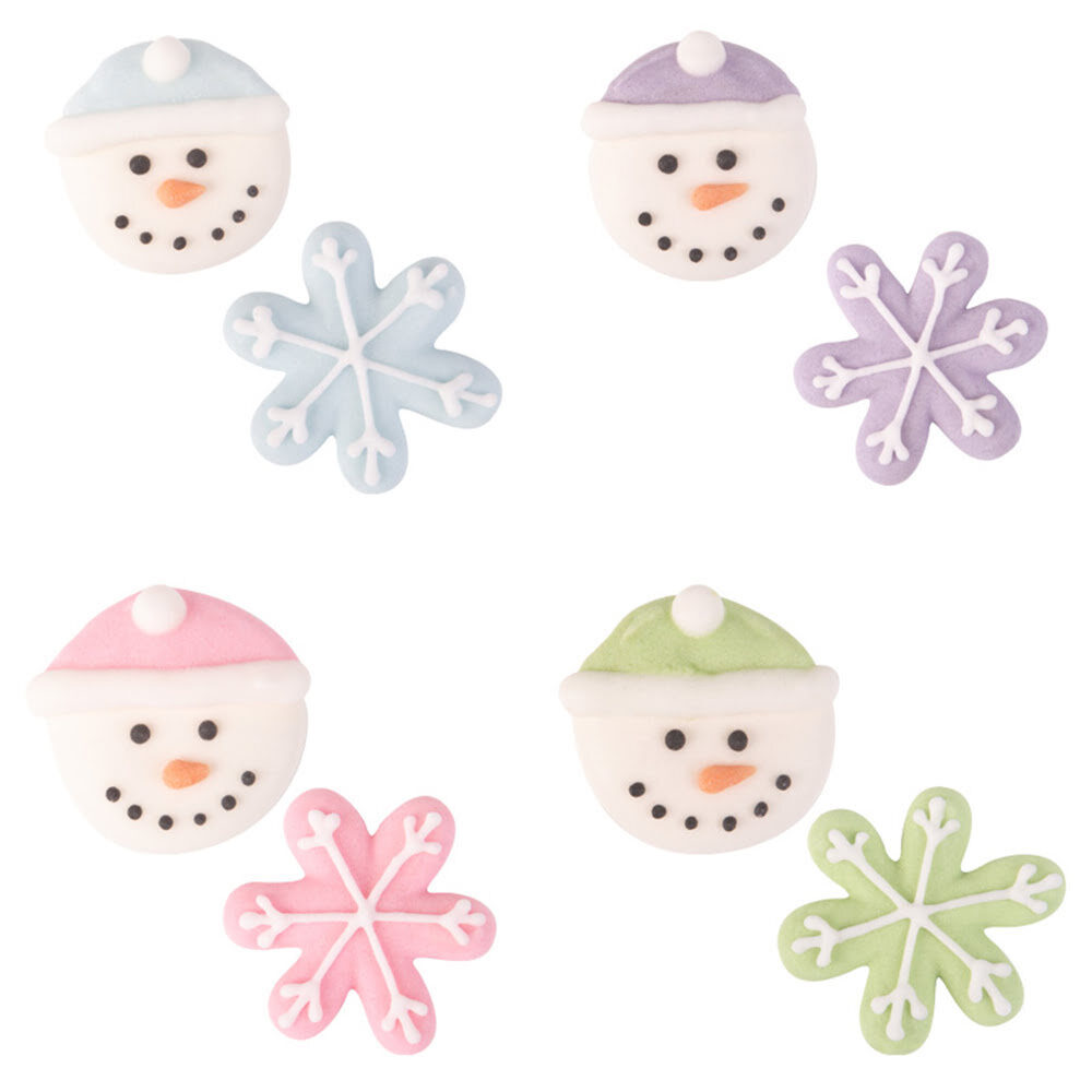 X168PC ASS. SNOWMAN HEADS AND SNOWFLAKES D.2,5CM SUGAR 52472