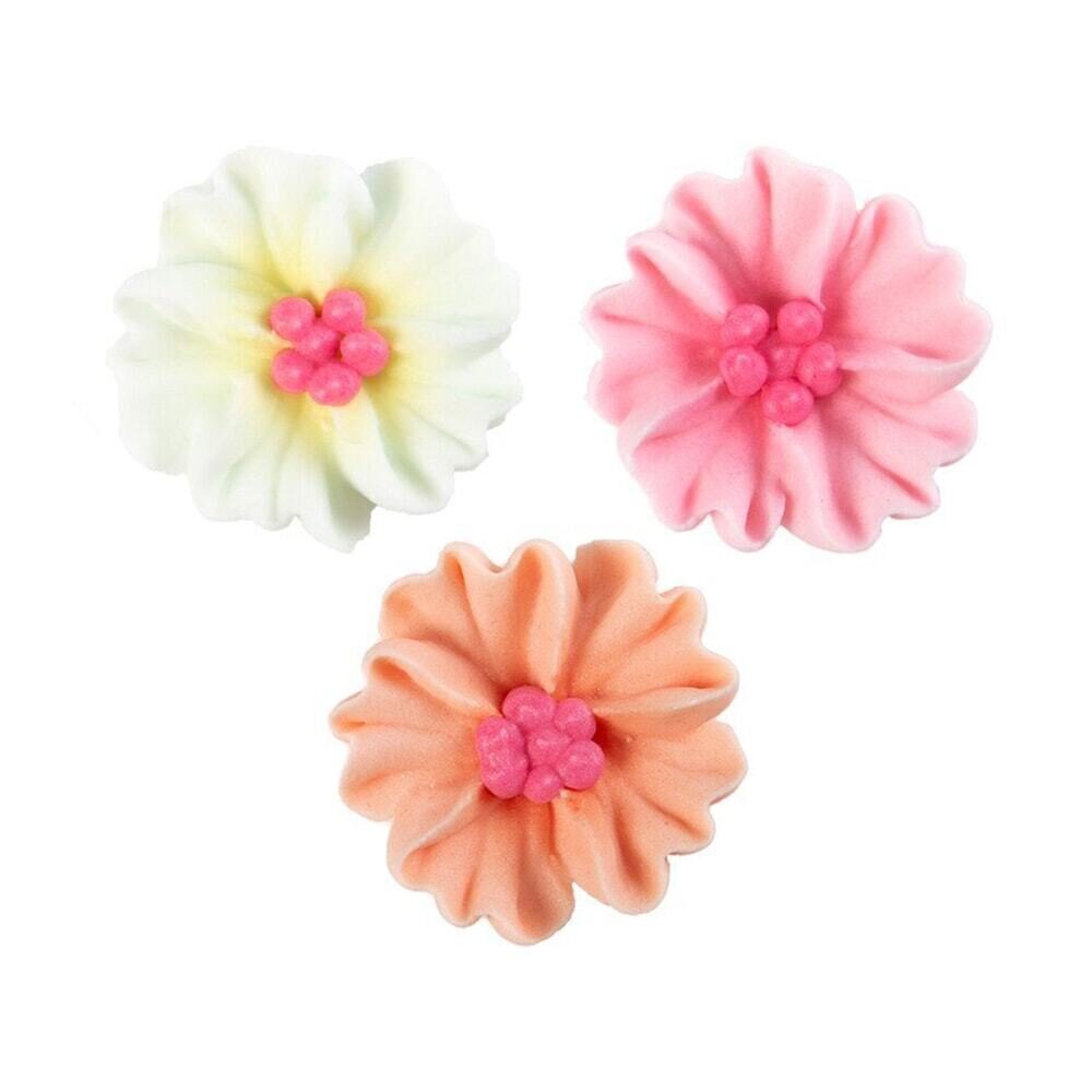 X90ST ASS. BLOEMEN ZALM/ROZE/WIT D.3CM SUIKER 54611