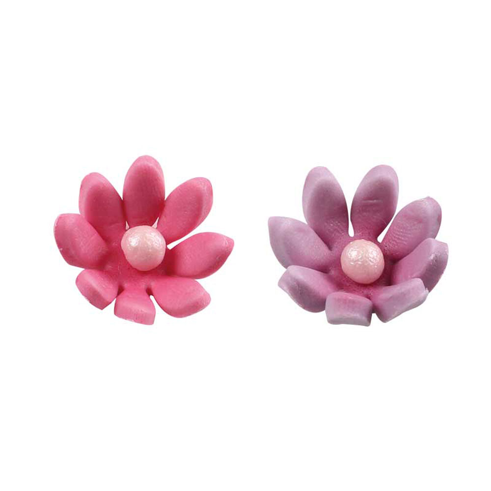 X105ST GEKRULDE MARGRIETJES MET PAREL ROZE/PAARS D.2CM SUGAR