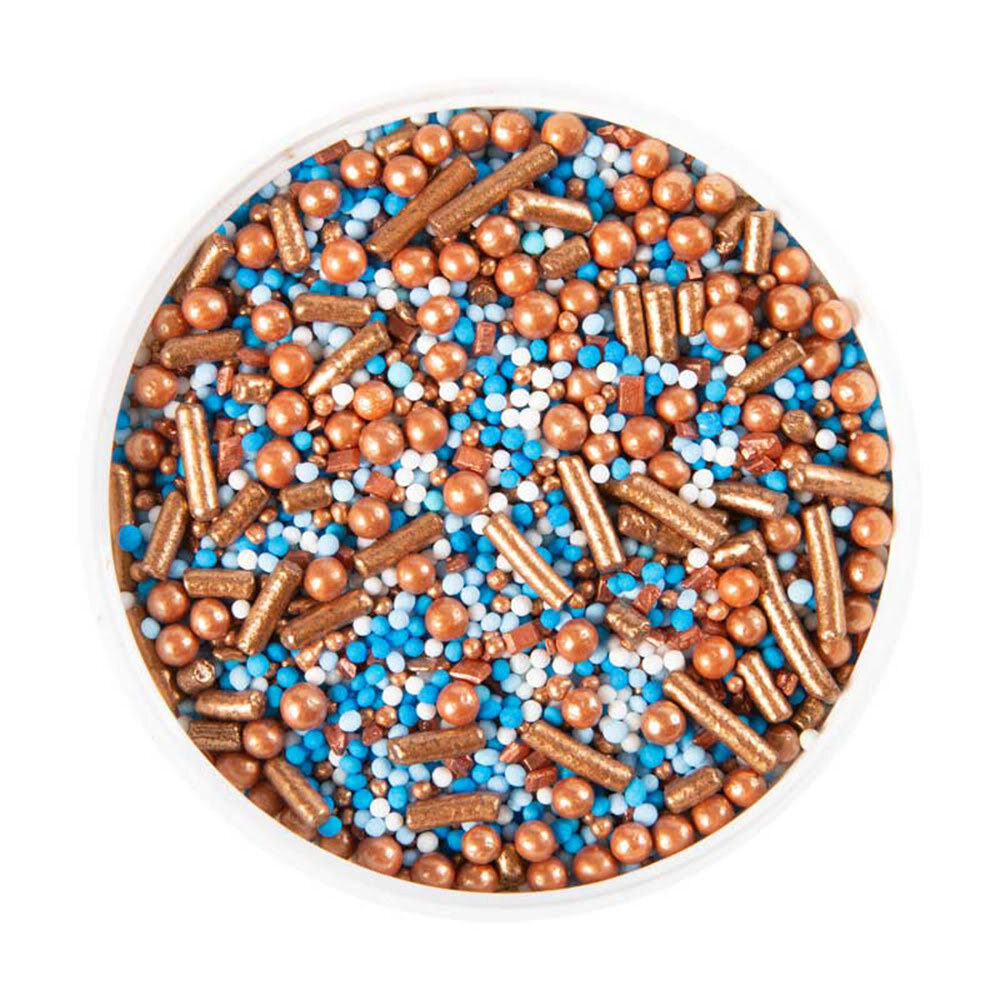 X500G SPRINKLES MIX BRONZE/BLUE PEARLS SUGAR 61214