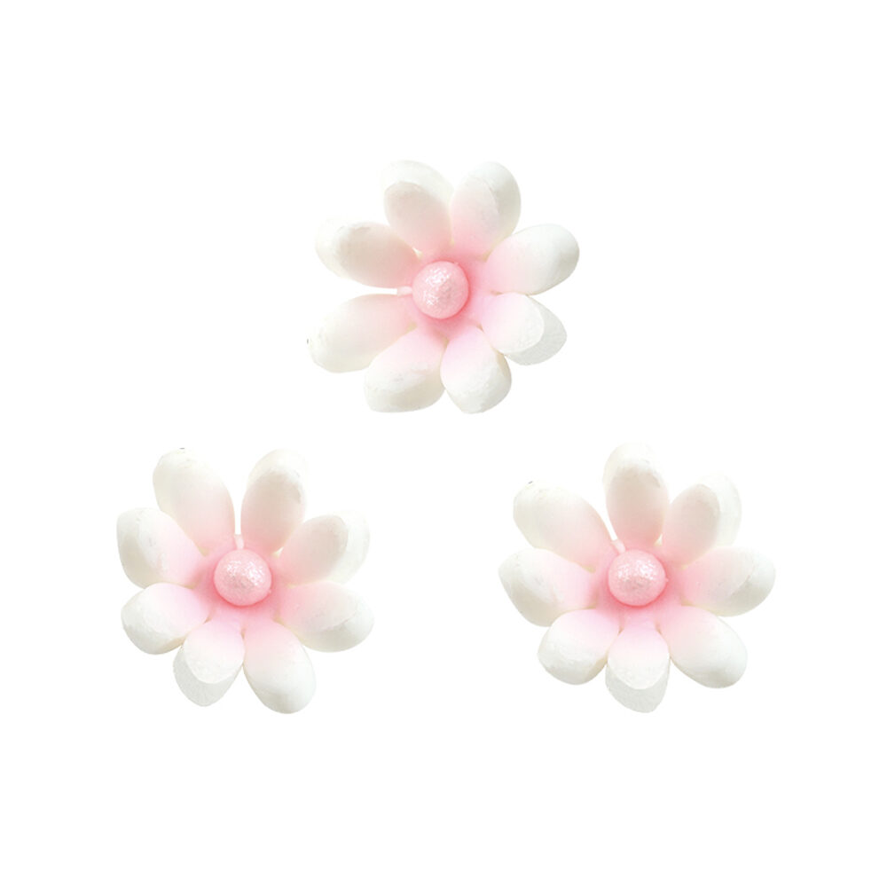 C/105PC MARGUERITE PLIE AVEC PERLE BLANC Ø2CM SUGARPASTE