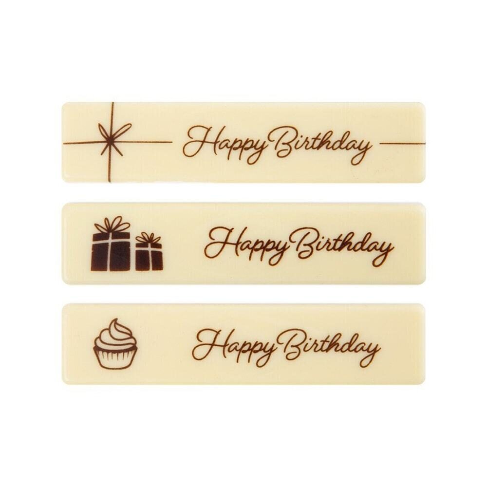 X60ST PLAATJE HAPPY BIRTHDAY L.10X2.2CM WITTE CHOC 67004