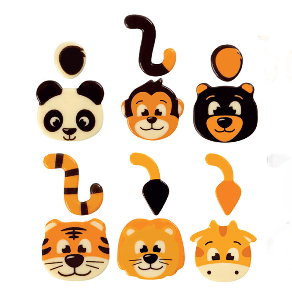 X36SETS ASSORT. JUNGLE DIER KOP EN STAART D4CM CHOC.67103