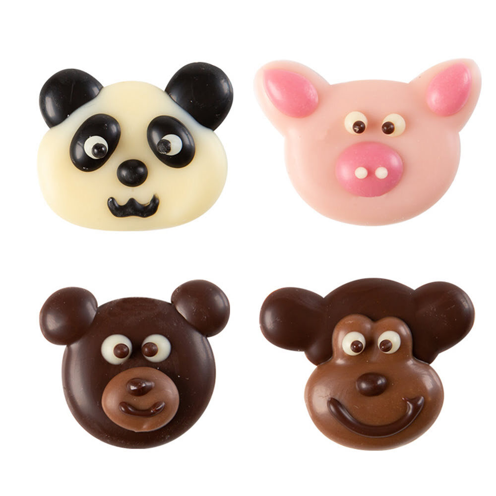 X120PC ASSORTMENT ANIMAL HEAD D.3CM CHOCOLATE 67105
