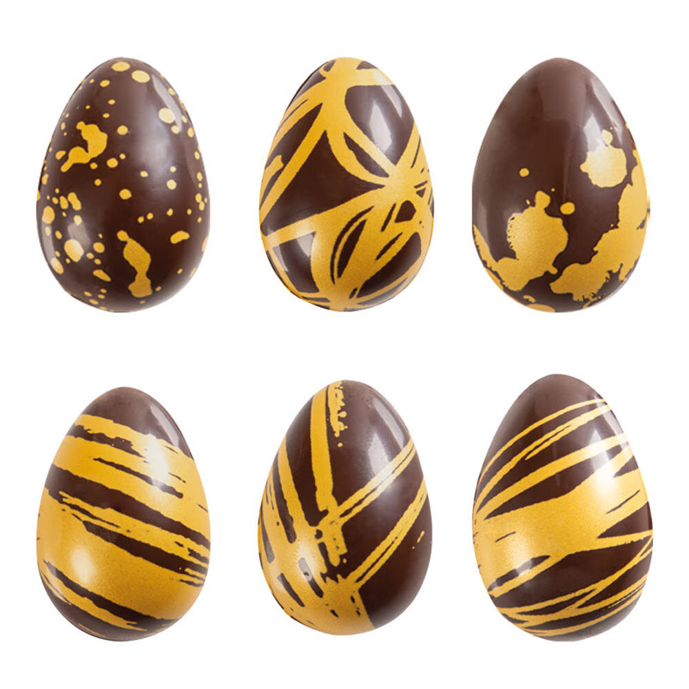 X64PC ASSORTMENT EGG WITH GOLD 3D L3,8 X 2,4CM CHOC. 68041