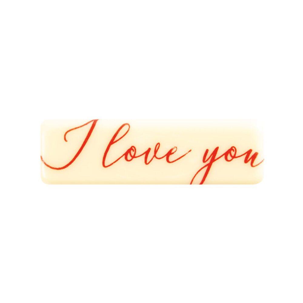 X150PC PLATE I LOVE YOU L4,5 X 1,3CM WHITE CHOCOLATE 68042