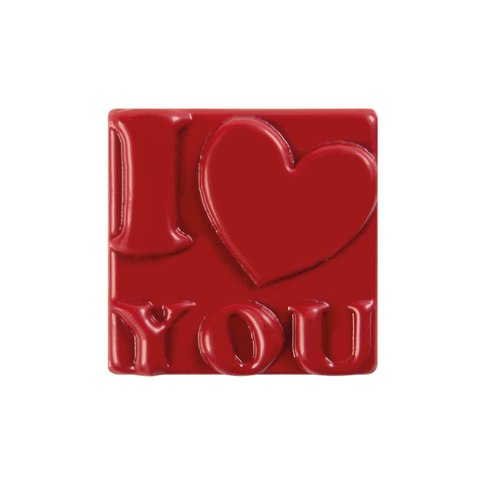X72ST PLAATJE RELIEF LOVE  D.3,8CM RODE CHOCOLADE 68045