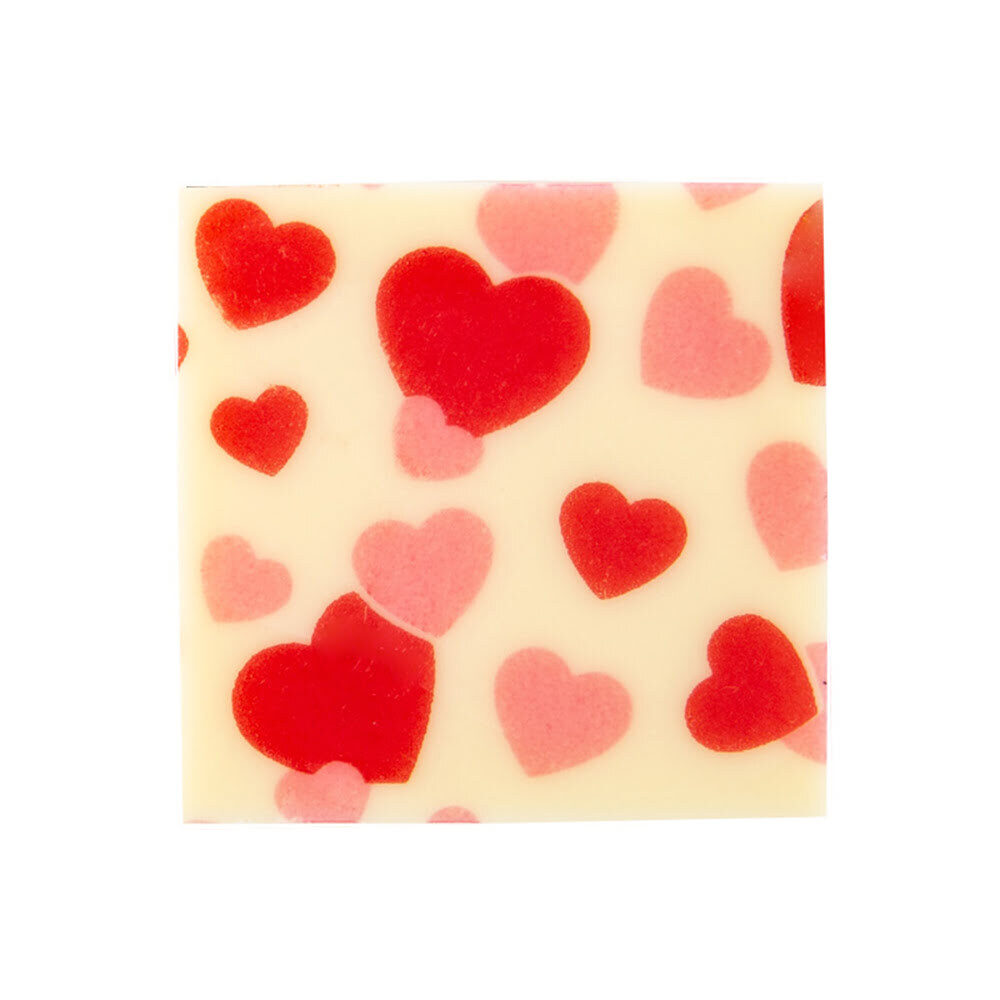 X220 PLAATJE HARTJES ROZE/ROOD 3X3CM CHOCOLADE 68046