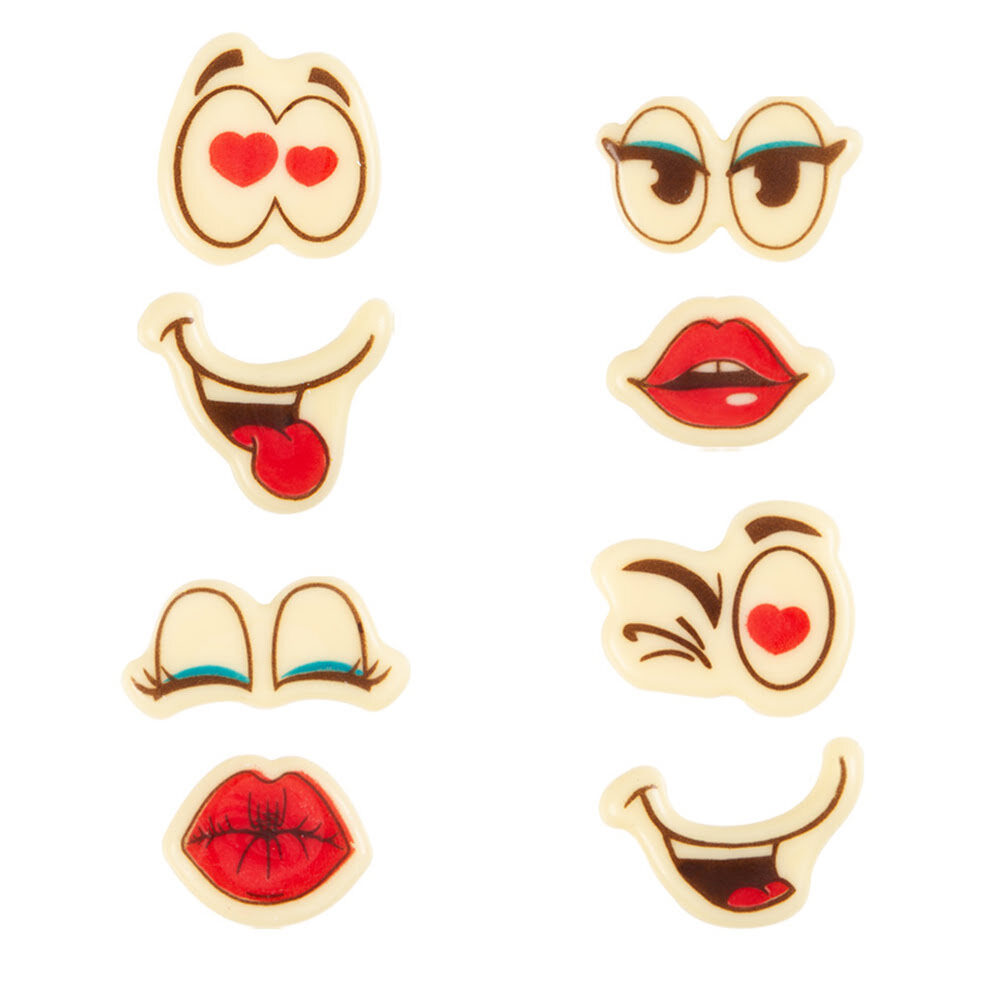 X80PC FUNNY FACES VALENTINE L.3,5 X 3CM CHOCOLATE 68099