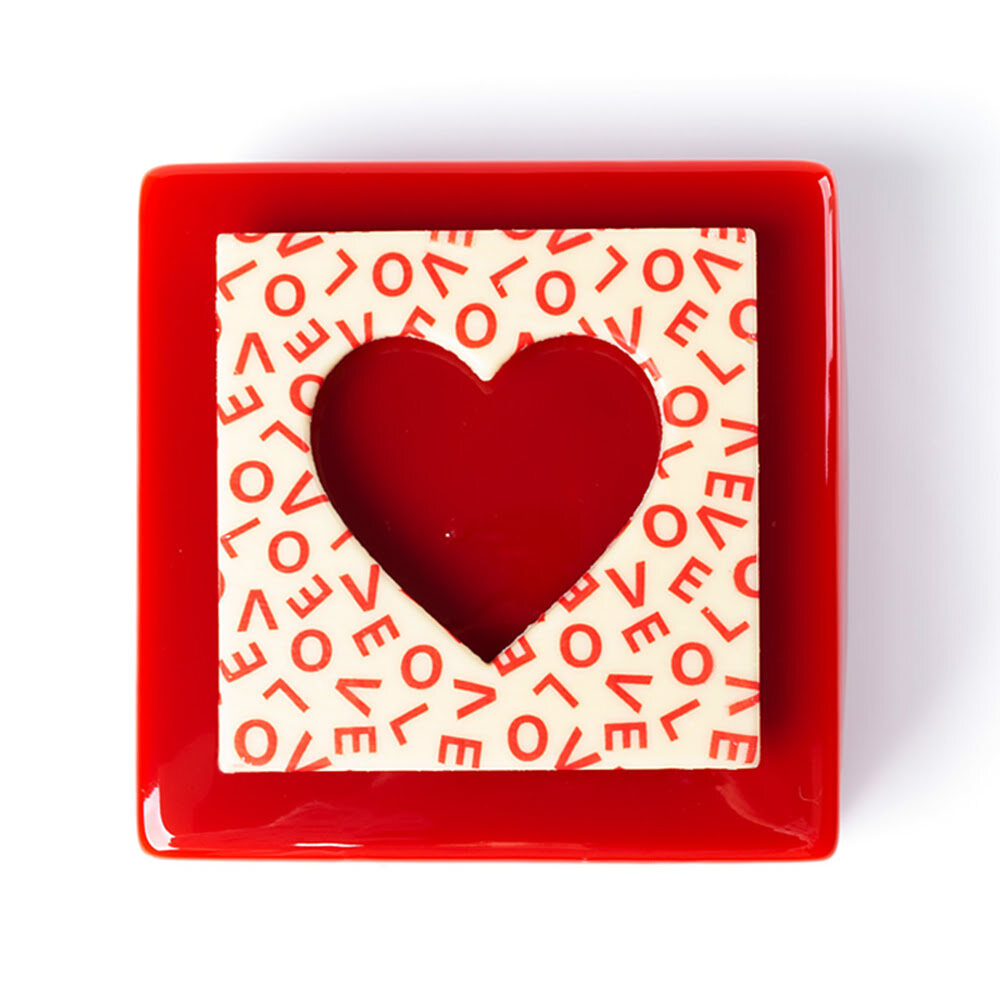 X10ST VIERKANT WIT OPEN HART LOVE 10X10CM CHOCOLADE 68534