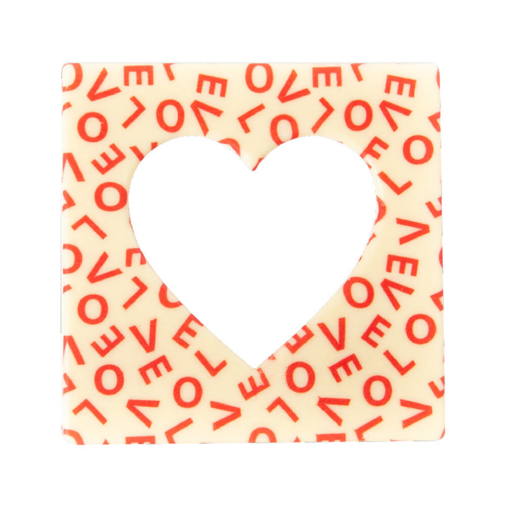 X10ST VIERKANT WIT OPEN HART LOVE 10X10CM CHOCOLADE 68534
