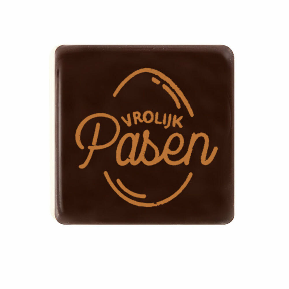 X175ST PLAATJE VROLIJK PASEN 3X3CM CHOCOLADE 69078