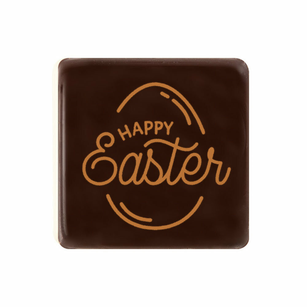 X175ST PLAATJE HAPPY EASTER 3X3CM CHOCOLADE 69086