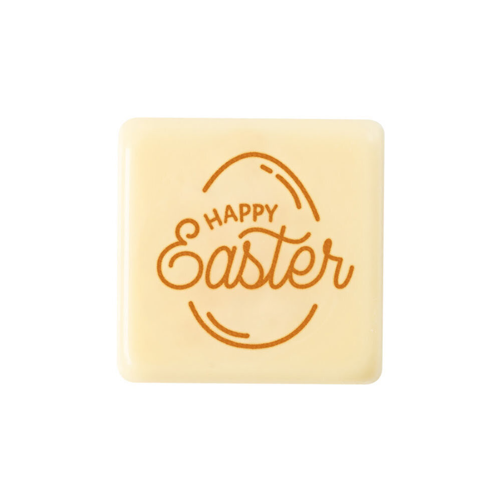 X175PC PLATE HAPPY EASTER WHITE 3X3CM CHOCOLATE 69113