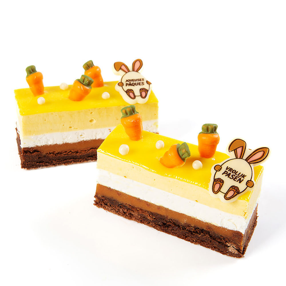 X125PC PLATE RABBIT JOYEUSES Pâques L.3 X 4,8CM CHOCOLATE