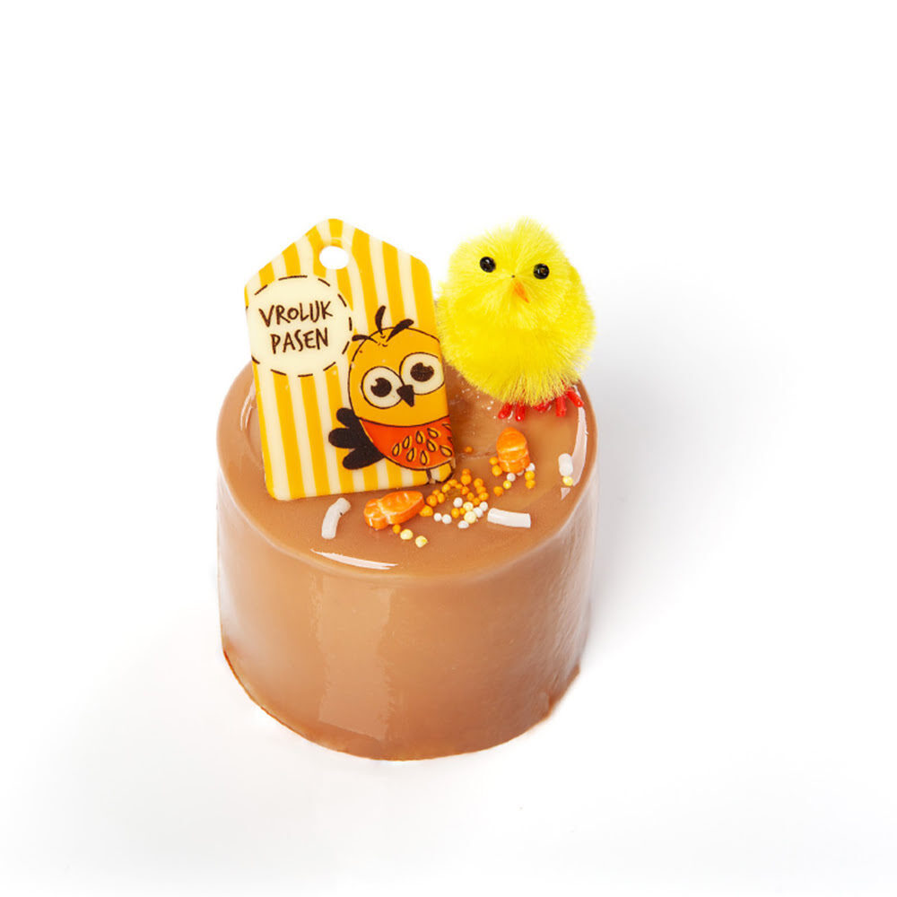 X105PC ASS. ETIQUETTE JOYEUSES PAQUES L.3 X 4,5CM CHOC 69161