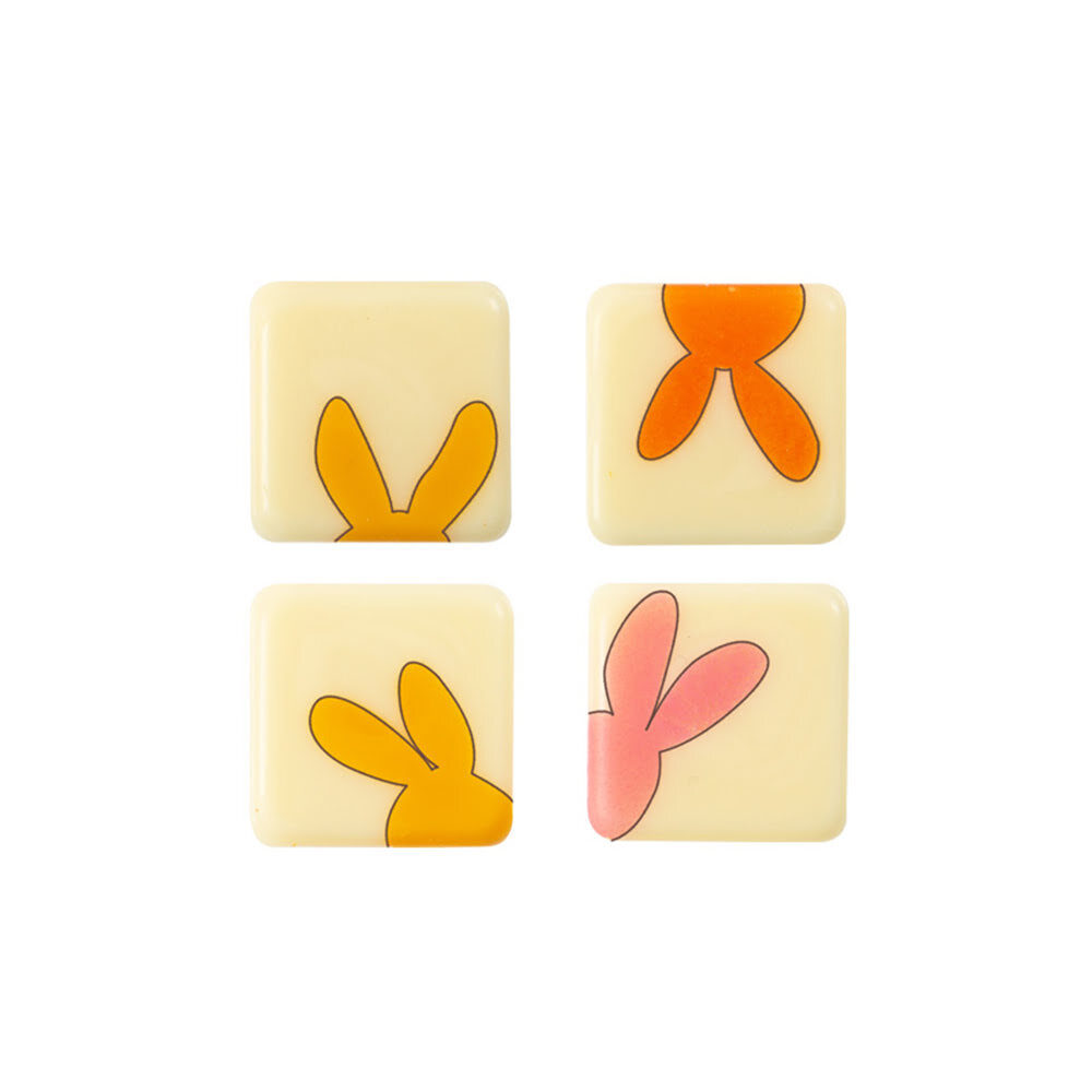 X300PC ASSORTMENT PLATE RABBIT EARS 2X2CM CHOCOLATE 69186
