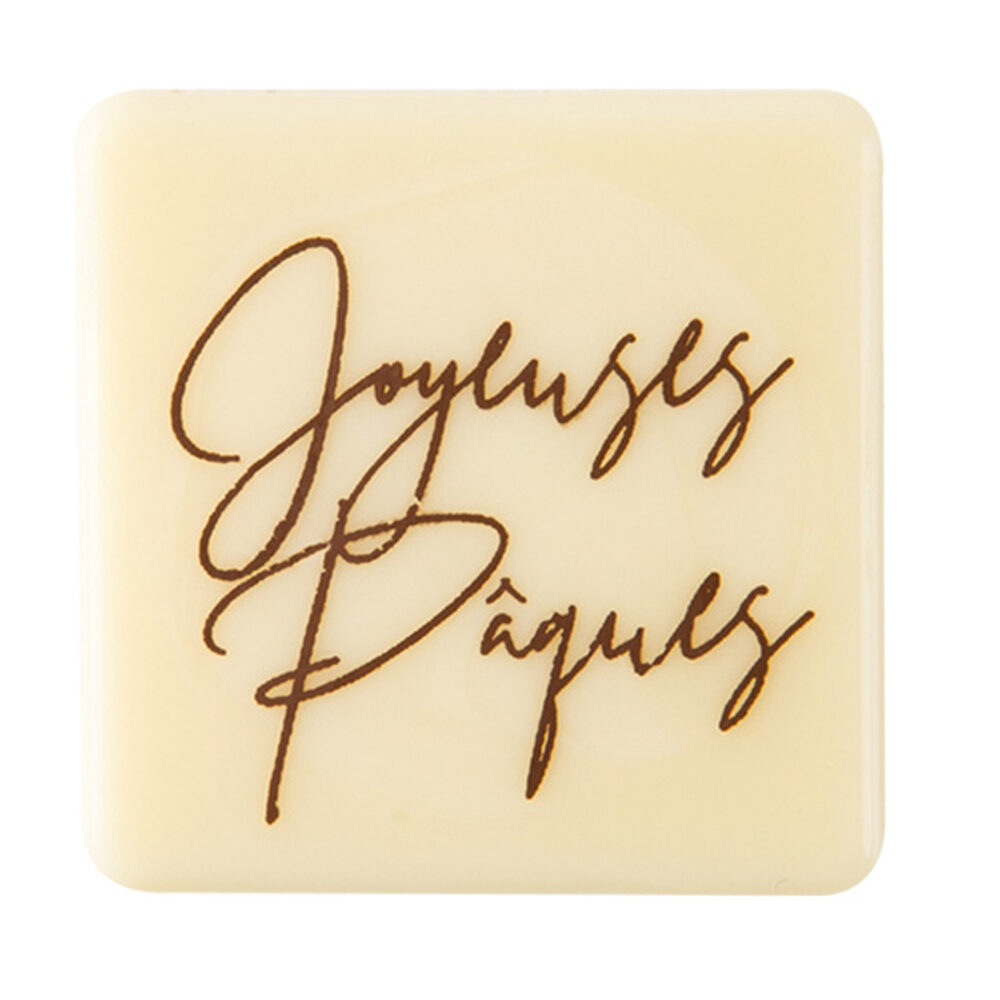X175PC PLATE JOYEUSES PAQUES WHITE CHOCOLATE 3X3CM 69455