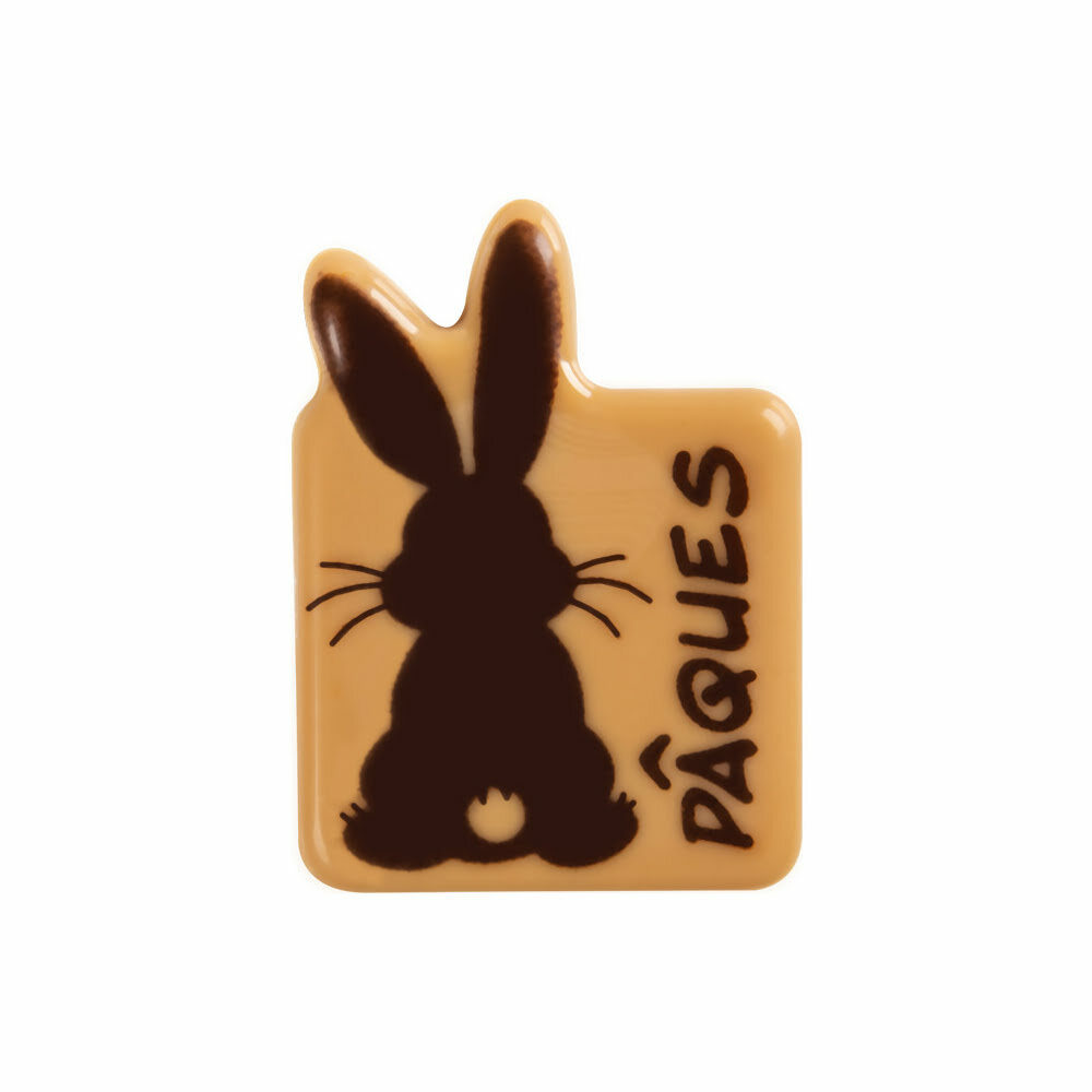 X120ST PLAATJE KONIJN PAQUES L3,5 X 2,5CM CARAMEL CHOCOLADE