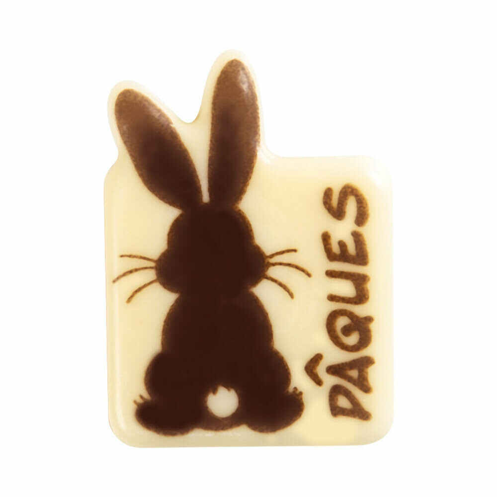 X120ST PLAATJE KONIJN PAQUES L3,5 X 2,5CM WITTE CHOCOLADE 69