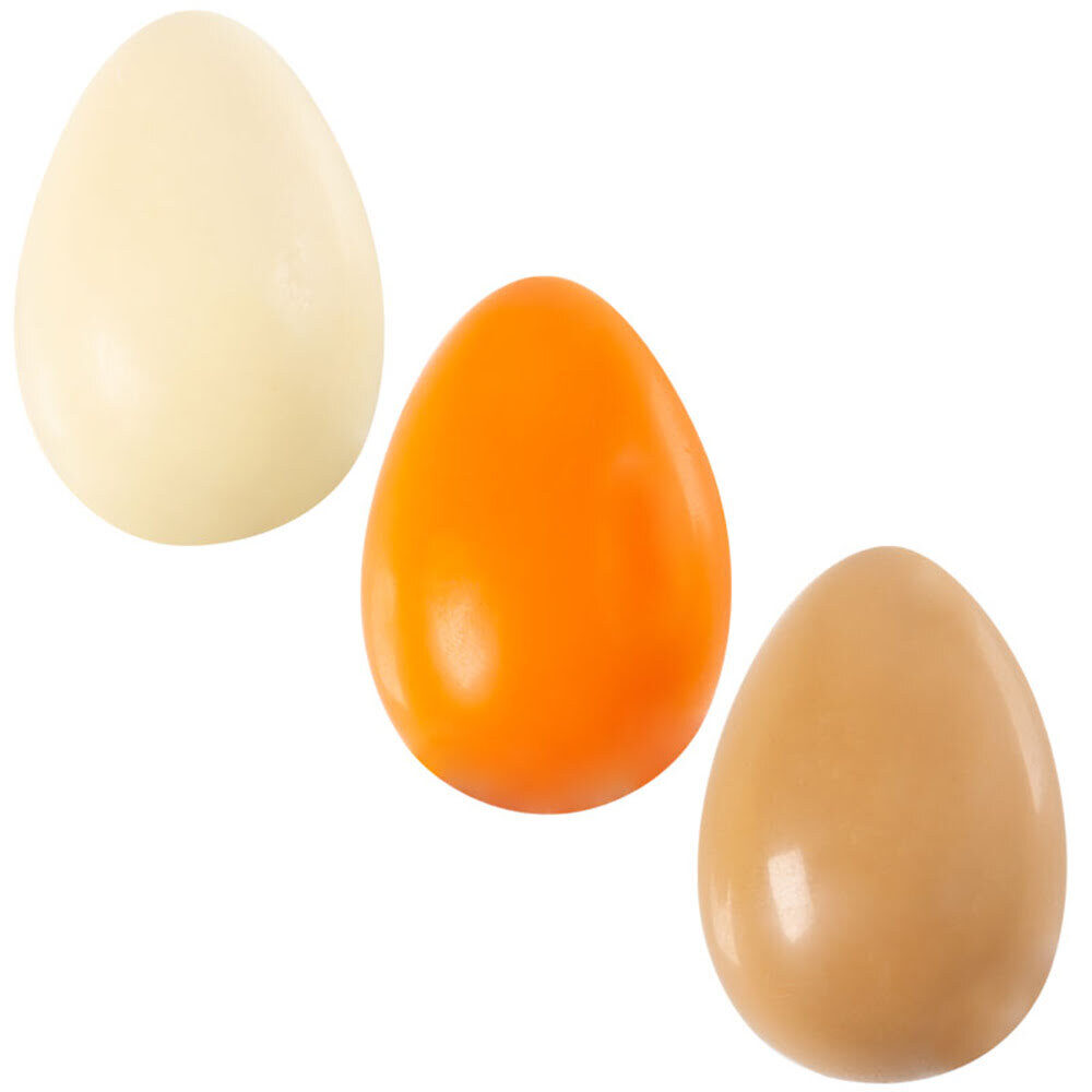X96PC ASSORTMENT EGGS 3D L3,8 X 2,4CM CHOCOLATE 69878