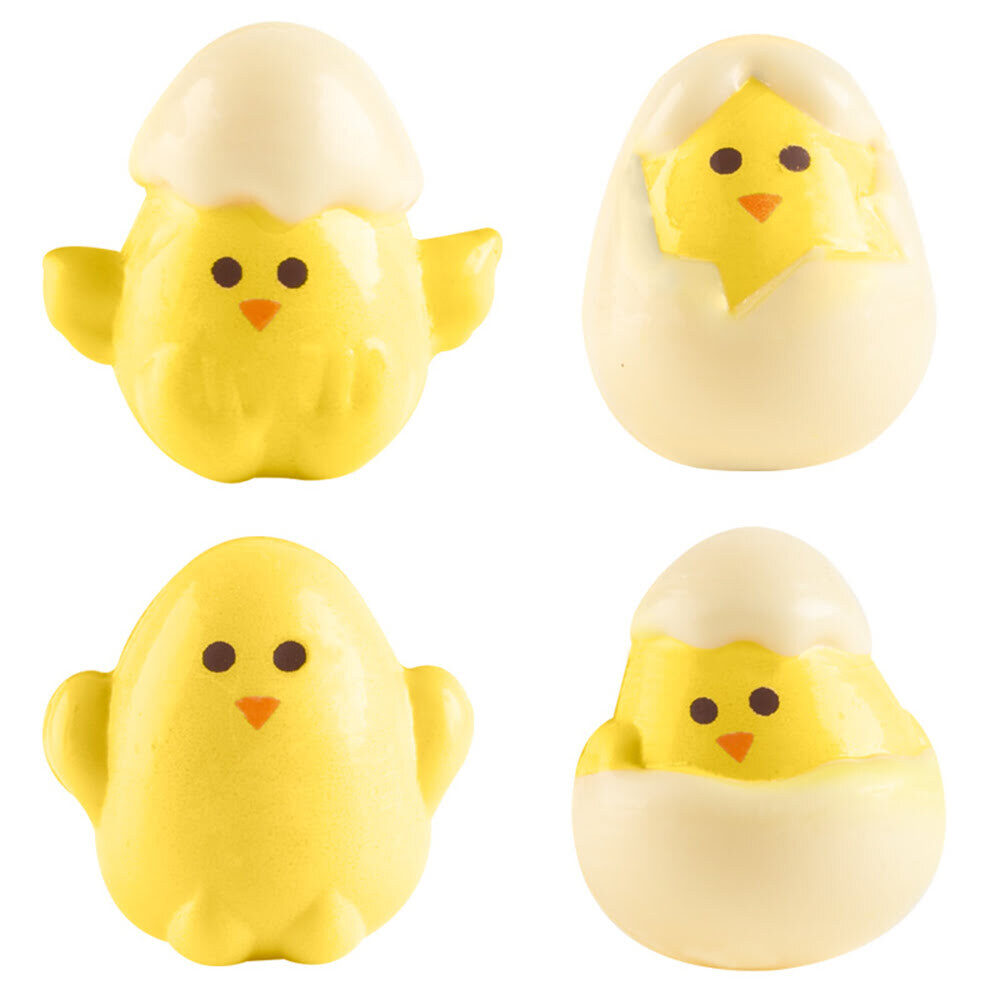 X72PC CHICKS ASSORTMENT 3D D.3,5CM CHOCOLATE 69872