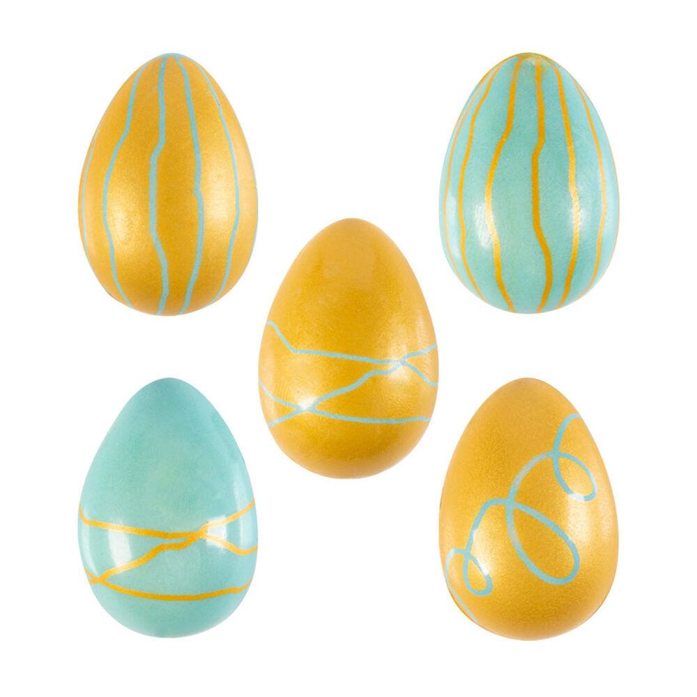 X64PC EGG TURQUOISE/GOLD 3D L.3,8 X 2,4CM CHOCOLATE 69928