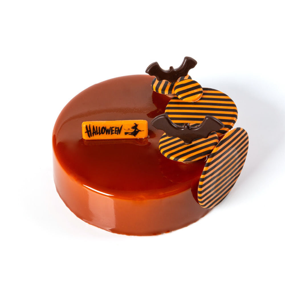 X100PC HALLOWEEN PLAQUE ORANGE CHOCOLATE  4.5 X 1.3CM91132