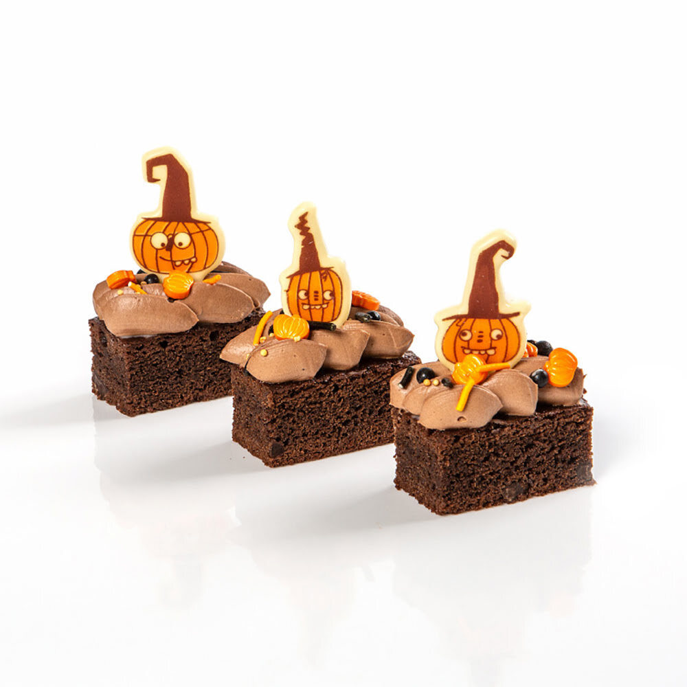 X120PC PIQUES PUMPKIN HALLOWEEN L.6X2CM CHOCOLAT BLANC 91134