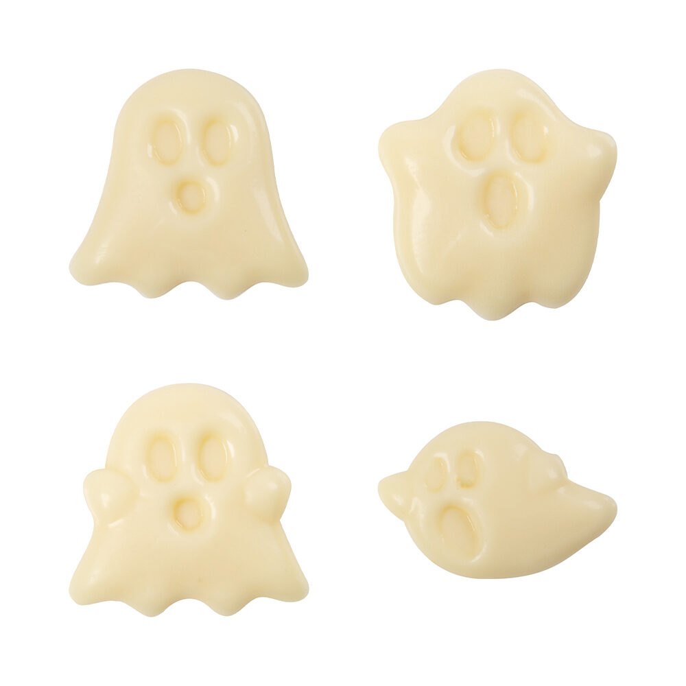 X200PC ASSORTMENT WHITE GHOSTS D.3CM CHOCOLATE 91146