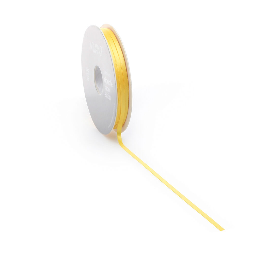 XRIBBON DOUBLE FACE SATIN 3MM YELLOW COL 55