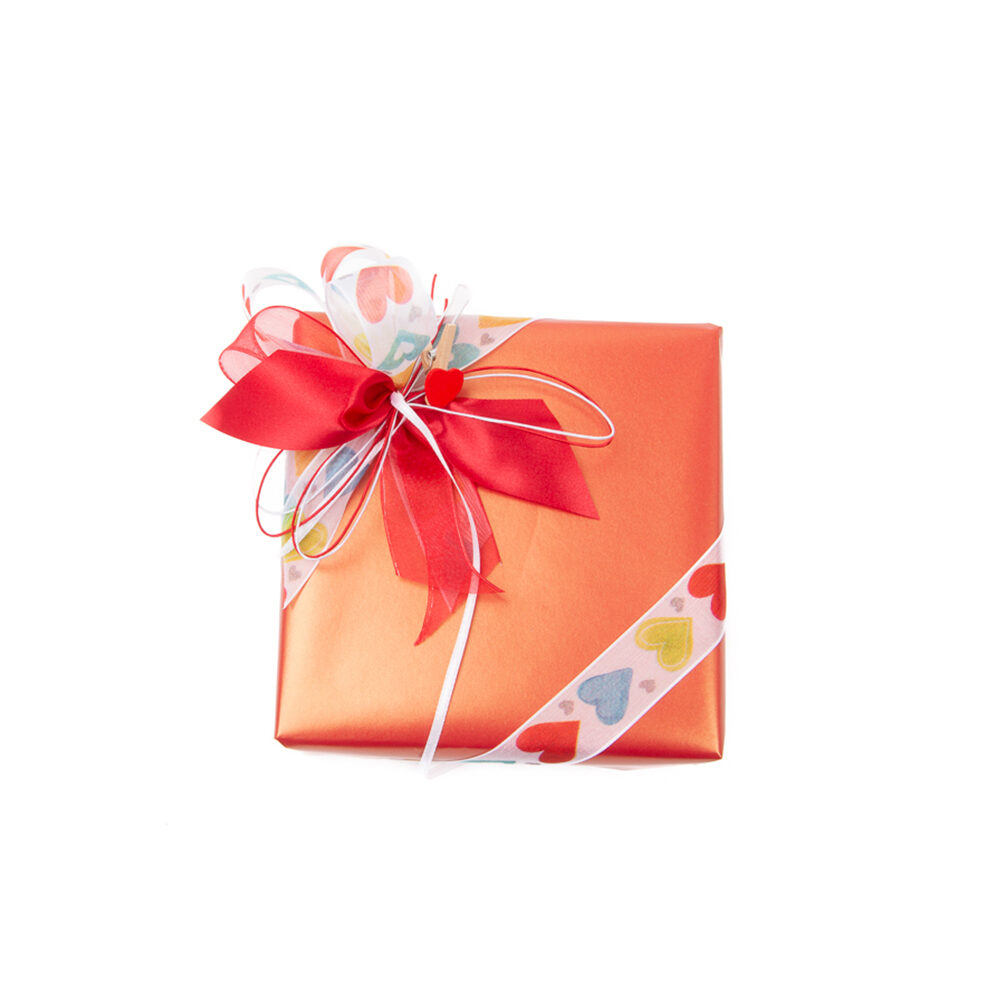 X1PC RIBBON HERZBEBEN COLOURED HEARTS 25MM 20M