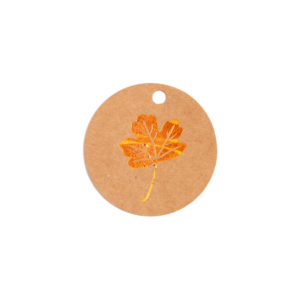 X50PC CRAFT PAPER TAG AUTOMN LEAF 5CM