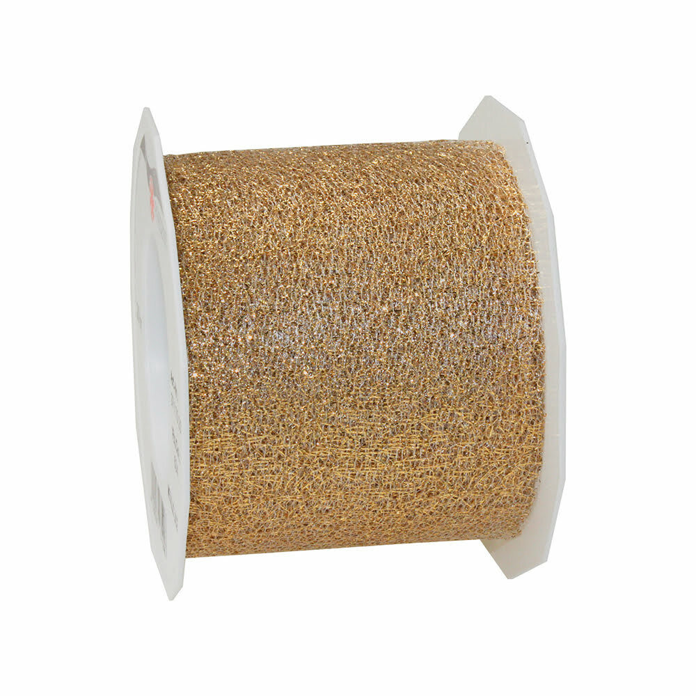 XRIBBON METALLIC LACE GOLD 75MM 20M