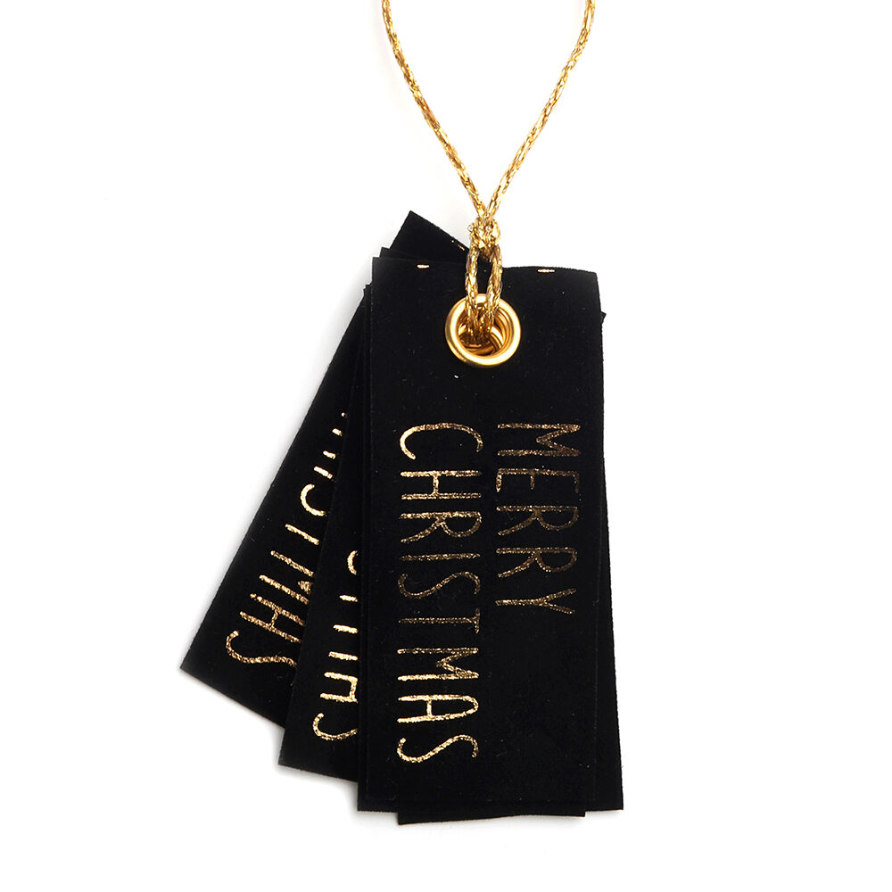 X6PC TAGS VELLU CHRISTMAS BLACK 6,5X3CM