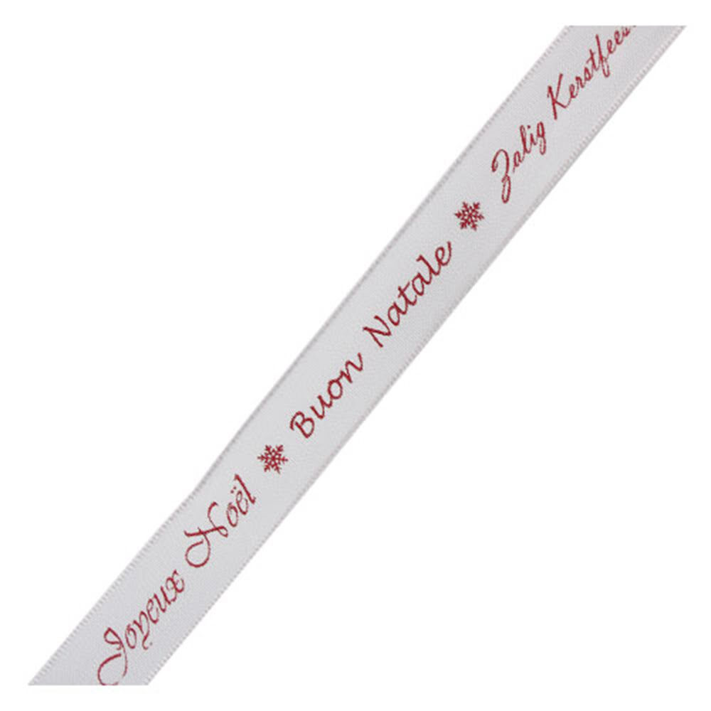 X1PC RIBBON WHITE  15MM  MERRY CHRISTMAS