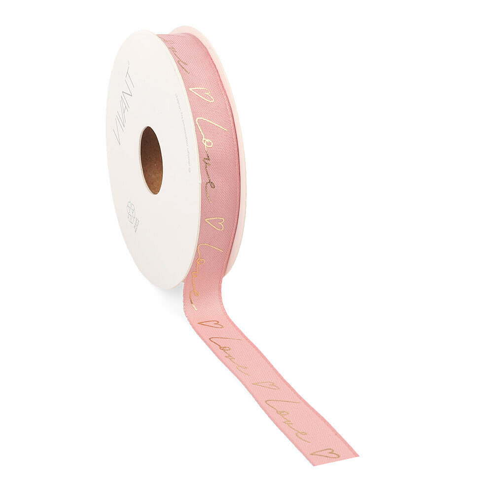 X1PC RIBBON LOVE WRITTEN PINK 15MX15MM