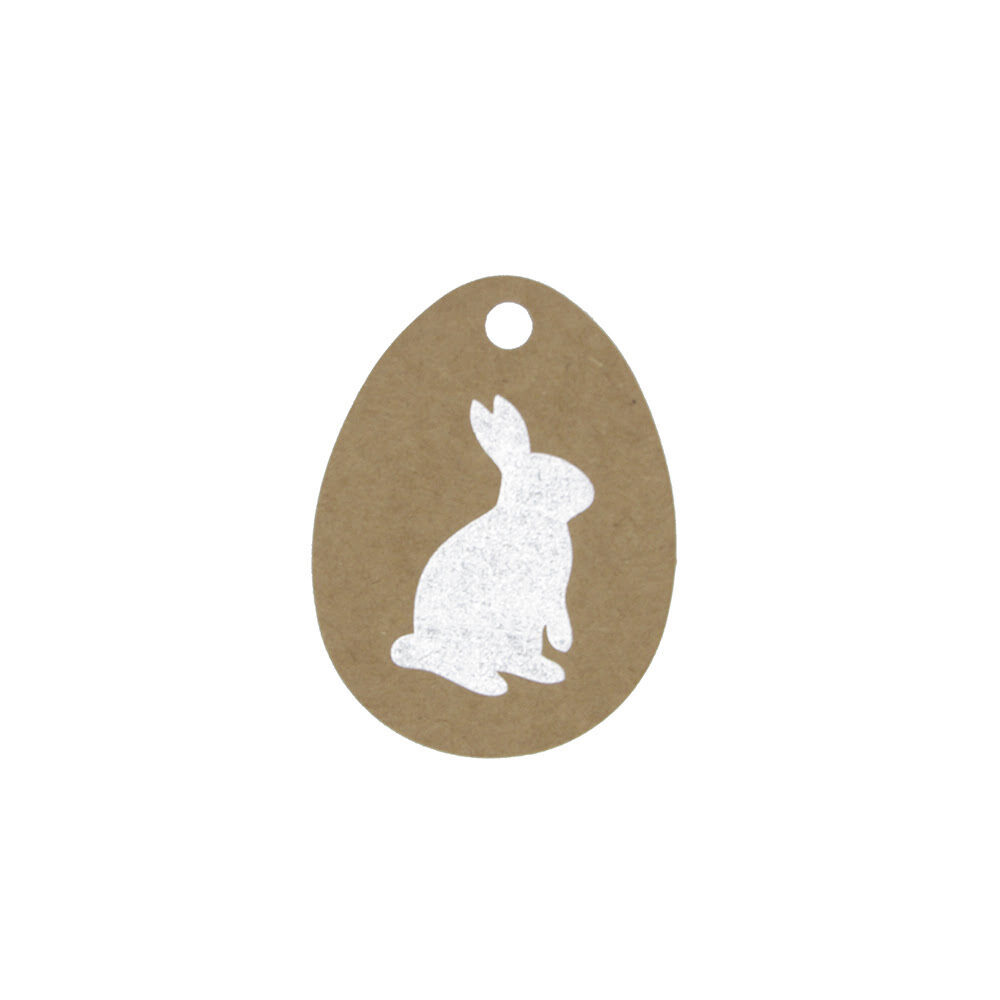 X50ST TAGS KRAFT ZILVER EASTER BUNNY