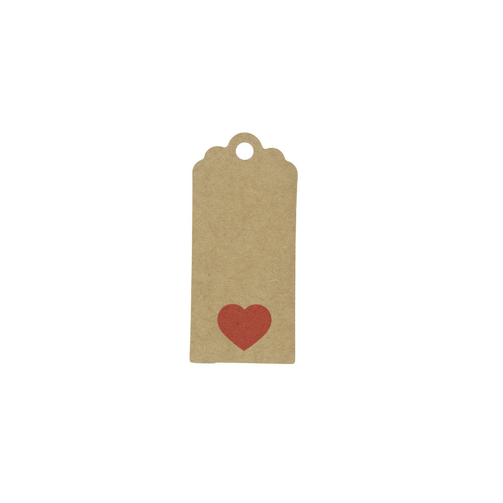 X50PCS TAGS KRAFT RED SMALL HEART