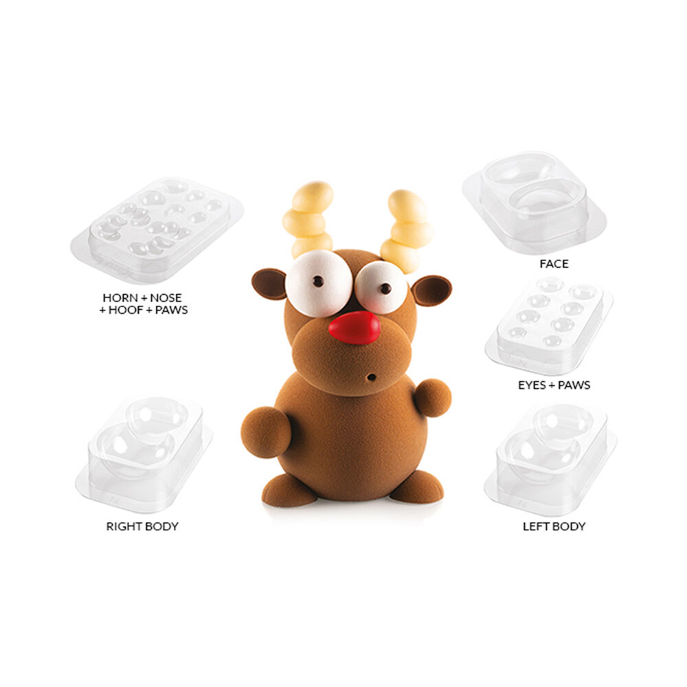 X1PC KIT RUDOLF 147 x H236 MM 3D CHOCO FIGURES SILIKOMART