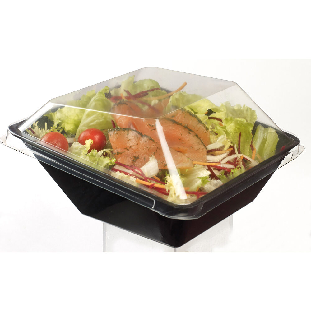 X200ST.SALADEBAKJE ZWART + TRANSP.DEKSEL 900ML 190X190X50
